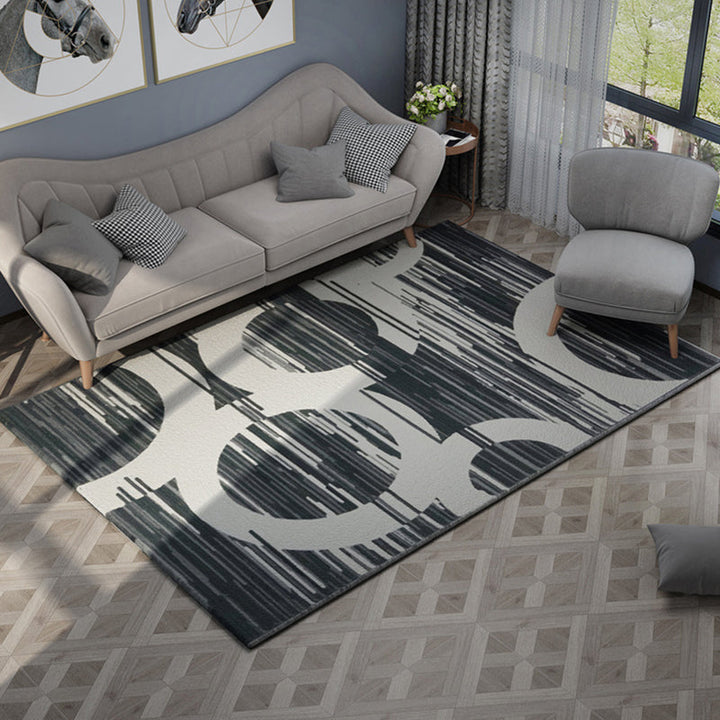 Modernist Abstract Rug Multicolor Polyester Rug Non-Slip Pet Friendly Washable Rug for Living Room | Bowlift