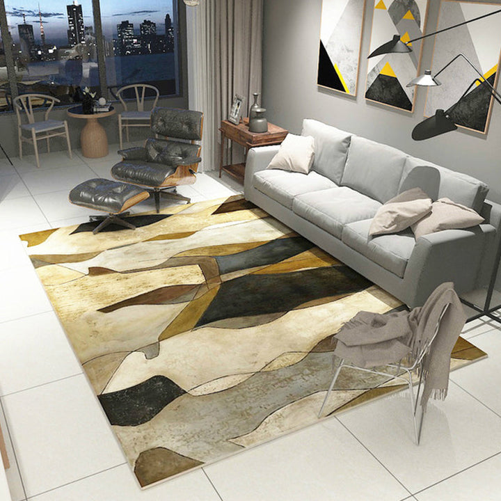 Modernist Abstract Rug Multicolor Polyester Rug Non-Slip Pet Friendly Washable Rug for Living Room | Bowlift