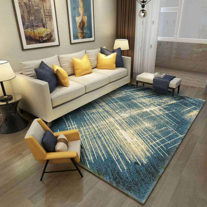 Multicolored abstract rug polyester modern rug pet-friendly washable non-slip area rug for the living room | Bowlift