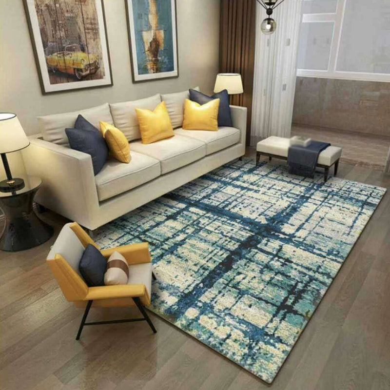 Multicolored abstract rug polyester modern rug pet-friendly washable non-slip area rug for the living room | Bowlift