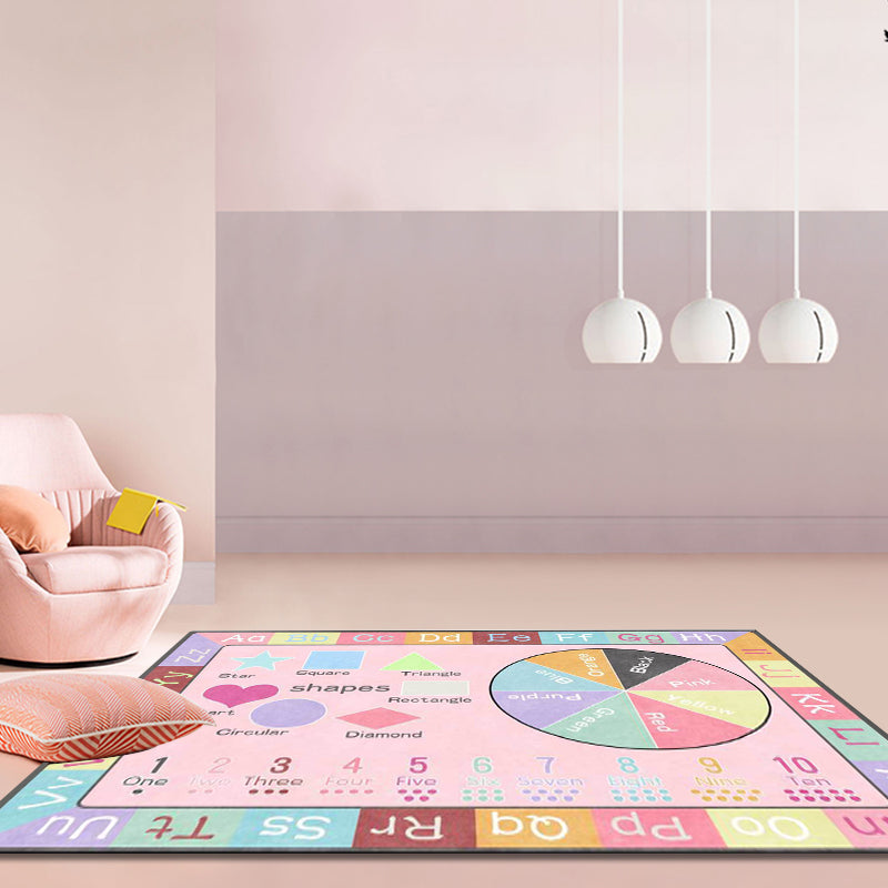 BowLift | Multicolor Kids Rug Kids Letter and Geometric Pattern Rug Polyester Washable Non-Slip Back Pet-Friendly Rug