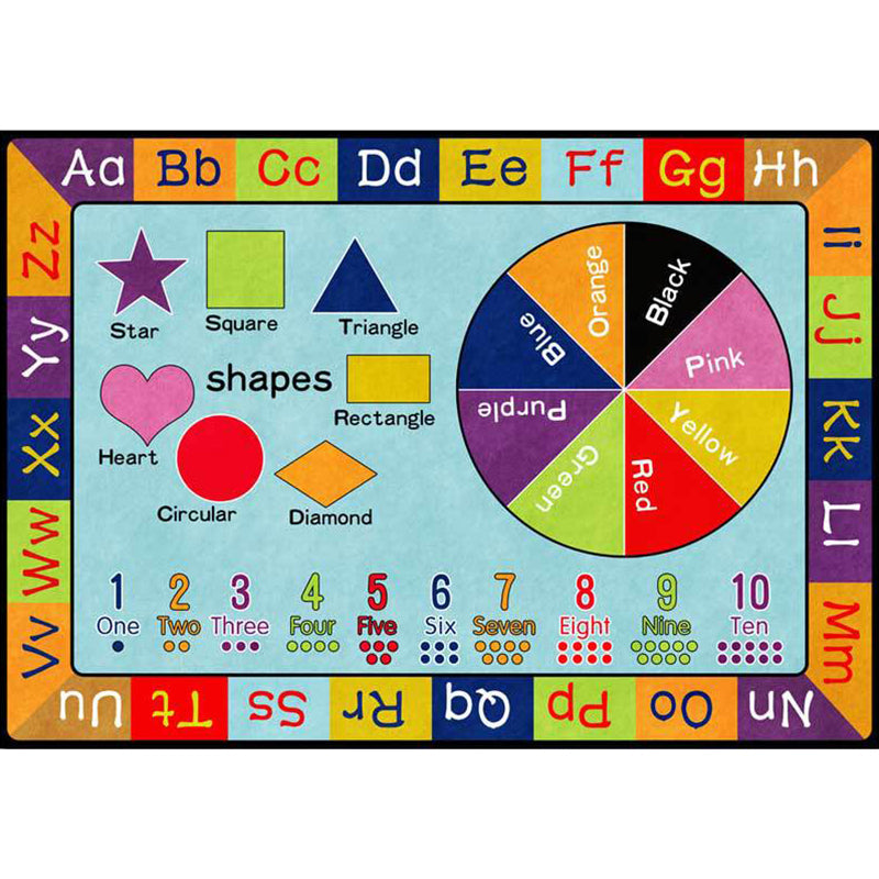 BowLift | Multicolor Kids Rug Kids Letter and Geometric Pattern Rug Polyester Washable Non-Slip Back Pet-Friendly Rug