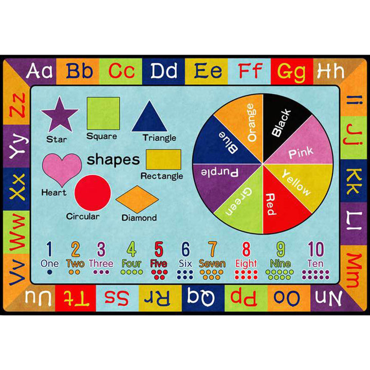 BowLift | Multicolor Kids Rug Kids Letter and Geometric Pattern Rug Polyester Washable Non-Slip Back Pet-Friendly Rug