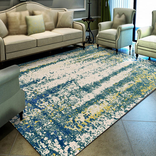 BowLift | Multicolor Abstract Carpet Polyester Industrial Carpet Pet Friendly Washable Non-Slip Carpet for Bedroom