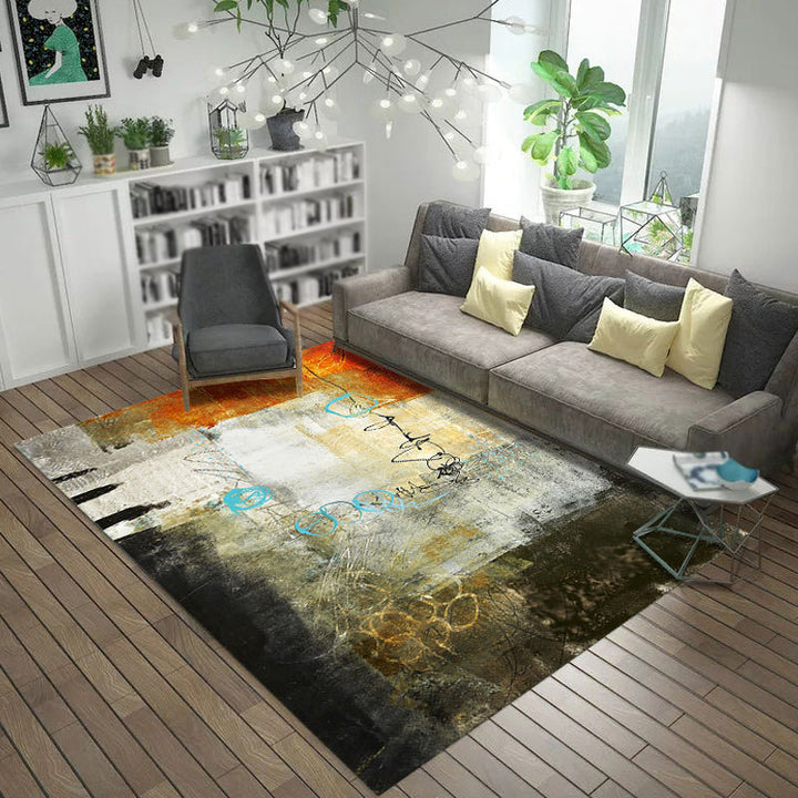 BowLift | Multicolor Abstract Carpet Polyester Industrial Carpet Pet Friendly Washable Non-Slip Carpet for Bedroom