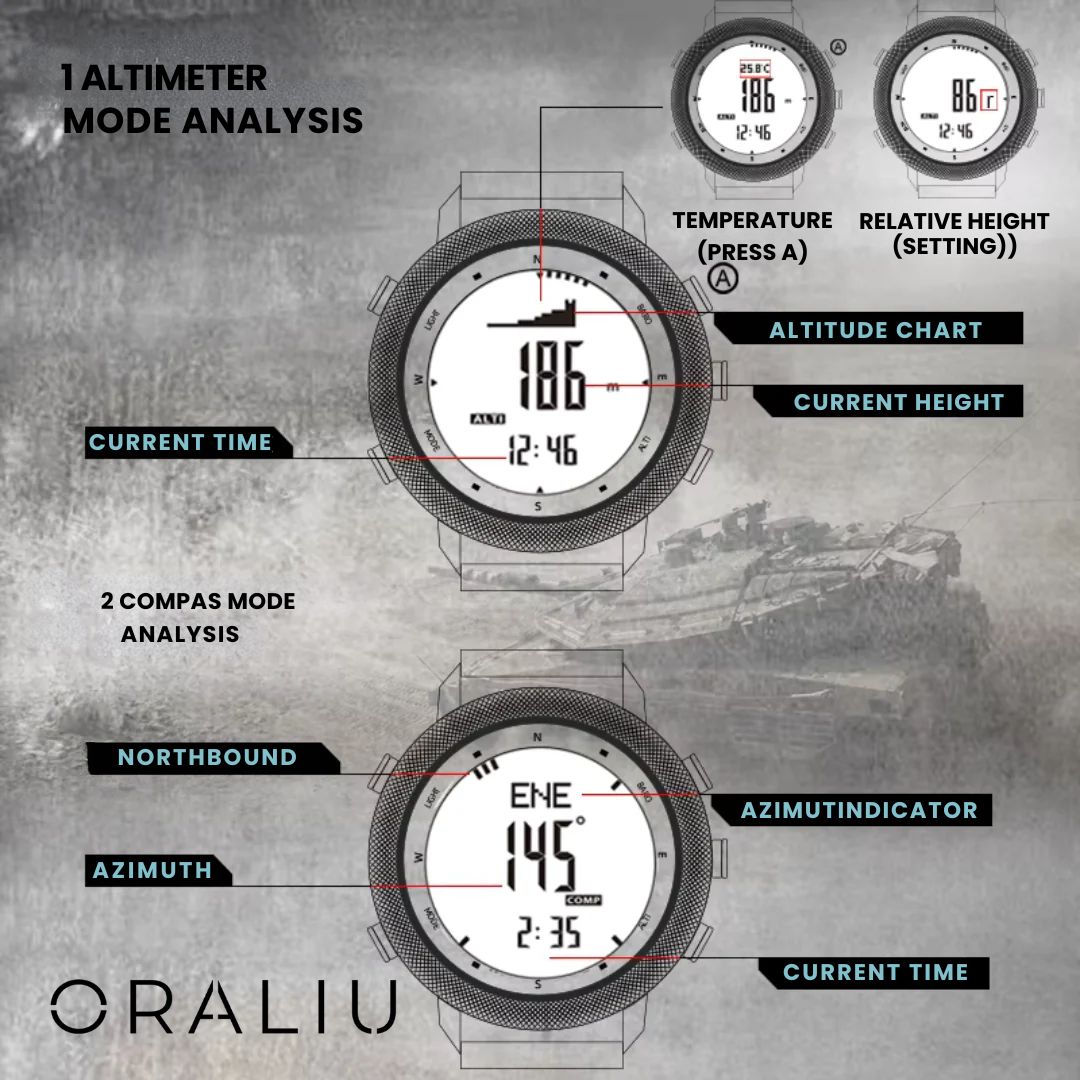 BowLift | Outdoor Sports Watch – Waterproof 50M, Barometer, Altimeter & Compass