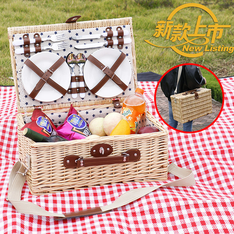 Ladies picnic basket with dish set and carrying shoulder strap Bowlift
