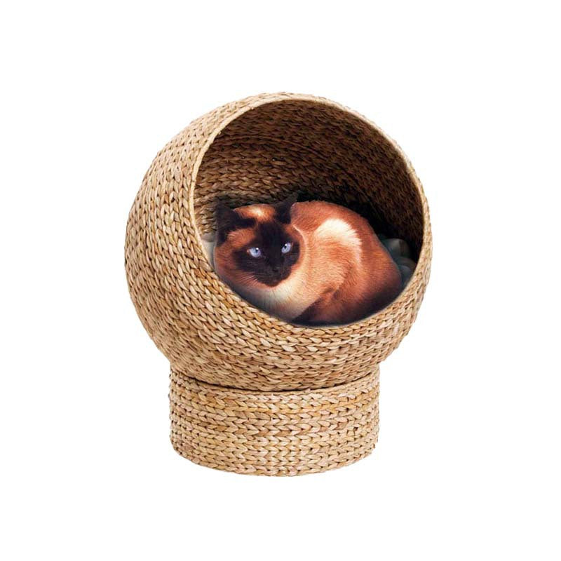 Modern Whimsical Woven Pet Bed Bowlift