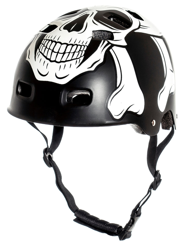 skull graphic multi-sport skate and bicycle safety helmet with adjustable chin strap Bowlift