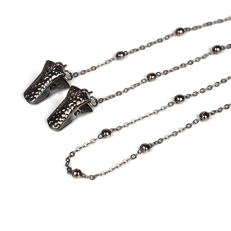 Metallic Crocodile-Clip Eyewear Chain Bowlift