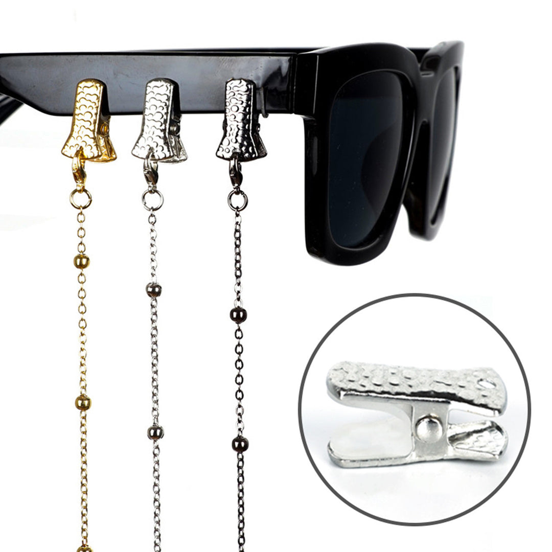 Metallic Crocodile-Clip Eyewear Chain Bowlift