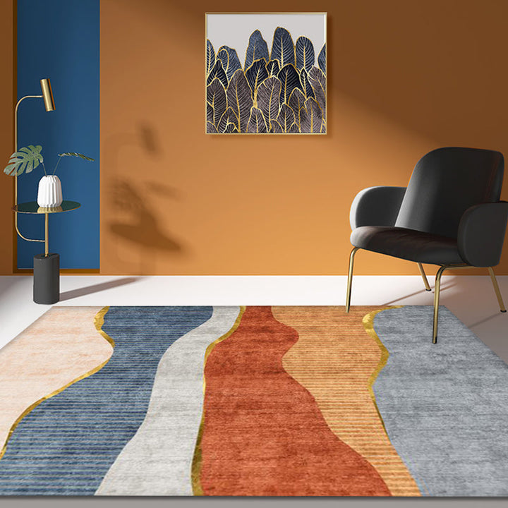 BowLift | Multicolored Colorblock Indoor Carpet Synthetic Modern Area Rug Washable Non-Slip Rug for the Study