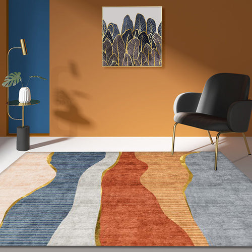 BowLift | Multicolored Colorblock Indoor Carpet Synthetic Modern Area Rug Washable Non-Slip Rug for the Study