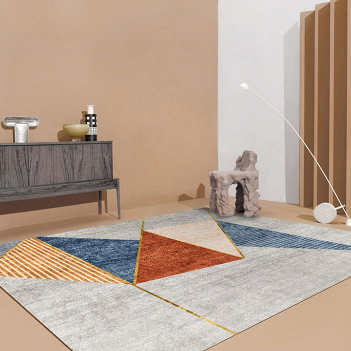BowLift | Multicolored Colorblock Indoor Carpet Synthetic Modern Area Rug Washable Non-Slip Rug for the Study