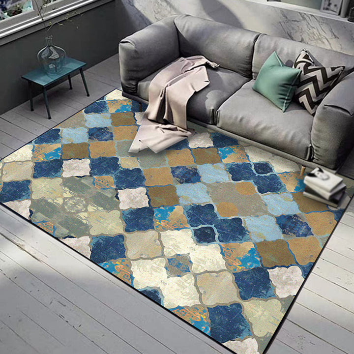 BowLift | Multicolored Moroccan Carpet Polyester geometric ogee pattern carpet pet-friendly washable non-slip rug for the living room