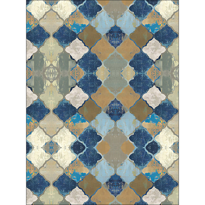 BowLift | Multicolored Moroccan Carpet Polyester geometric ogee pattern carpet pet-friendly washable non-slip rug for the living room