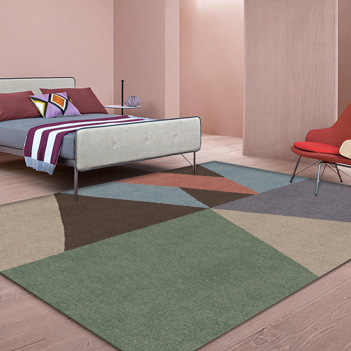 Modernism Color Box Geometric Pattern Rug Multicolor Polypropylene Rug Non-slip Pet-friendly Washable Rug for the Bedroom | Bowlift