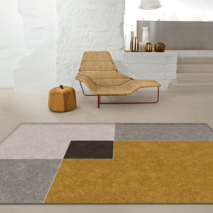 Modernism Color Box Geometric Pattern Rug Multicolor Polypropylene Rug Non-slip Pet-friendly Washable Rug for the Bedroom | Bowlift