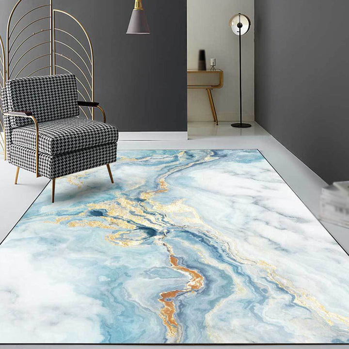 BowLift | Modern Abstract Carpet Blue Synthetic Carpet Non-Slip Pet-Friendly Washable Carpet for Home