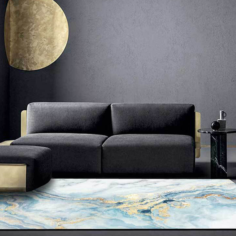 BowLift | Modern Abstract Carpet Blue Synthetic Carpet Non-Slip Pet-Friendly Washable Carpet for Home