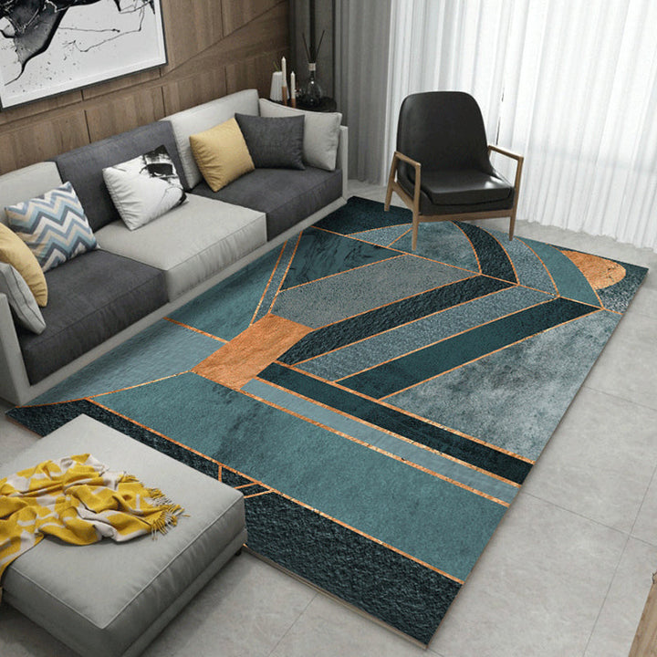 Contemporary Living Room Rug Multicolored Geometric Pattern Rug Synthetic Washable Non-Slip Pet-Friendly Rug | Bowlift