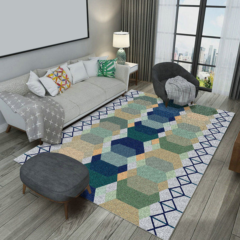 Contemporary Living Room Rug Multicolored Geometric Pattern Rug Synthetic Washable Non-Slip Pet-Friendly Rug | Bowlift