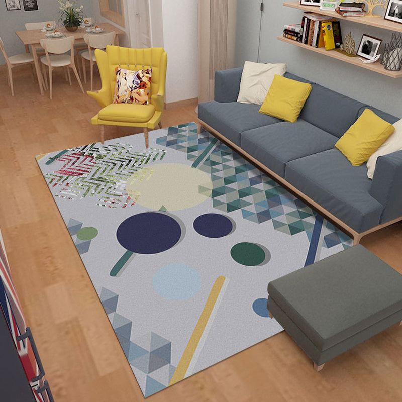 Contemporary Living Room Rug Multicolored Geometric Pattern Rug Synthetic Washable Non-Slip Pet-Friendly Rug | Bowlift