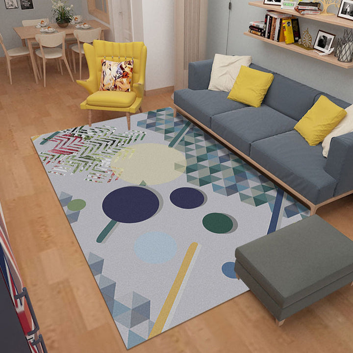 Contemporary Living Room Rug Multicolored Geometric Pattern Rug Synthetic Washable Non-Slip Pet-Friendly Rug | Bowlift