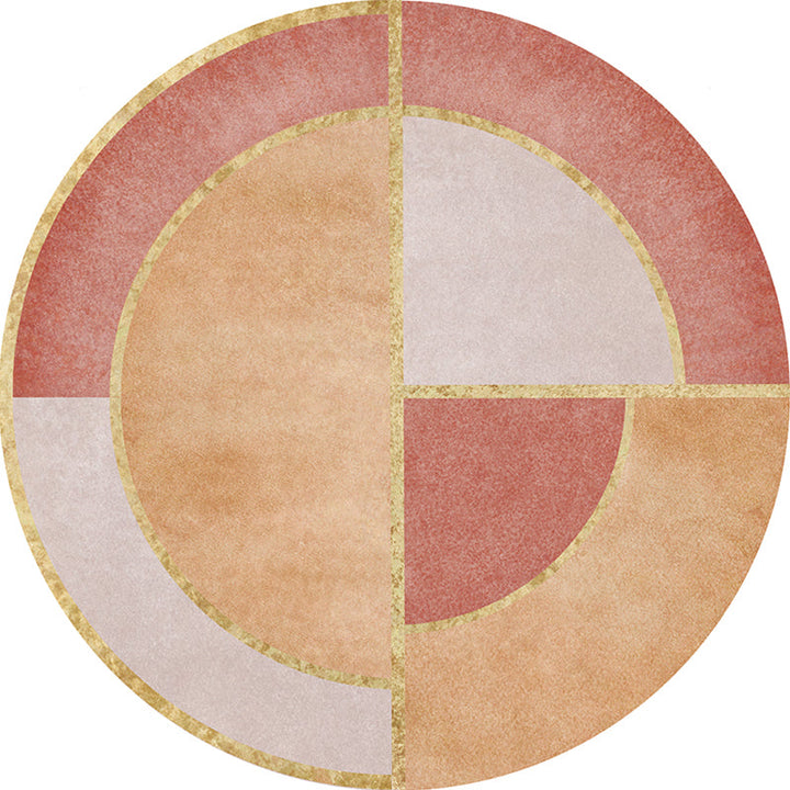 New Circle Pattern Rug Pink and Orange Polyester Rug Non-Slip Backing Pet-Friendly Washable Rug for the Living Room | Bowlift