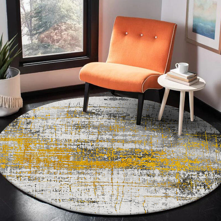 BowLift | Yellow Industrial Carpet Polyester Abstract Carpet Pet Friendly Washable Non-slip Area Rug for Bedroom