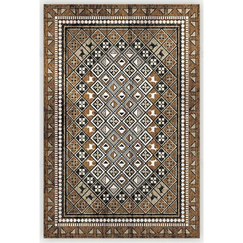 BowLift | Moroccan Living Room Carpet Brown Tribal Geometric Pattern Carpet Polyester Washable Non-Slip Pet-Friendly Area Rug
