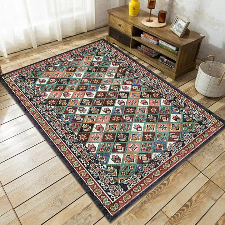 BowLift | Moroccan Living Room Carpet Brown Tribal Geometric Pattern Carpet Polyester Washable Non-Slip Pet-Friendly Area Rug