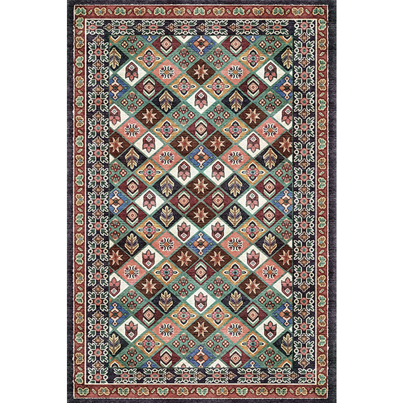 BowLift | Moroccan Living Room Carpet Brown Tribal Geometric Pattern Carpet Polyester Washable Non-Slip Pet-Friendly Area Rug