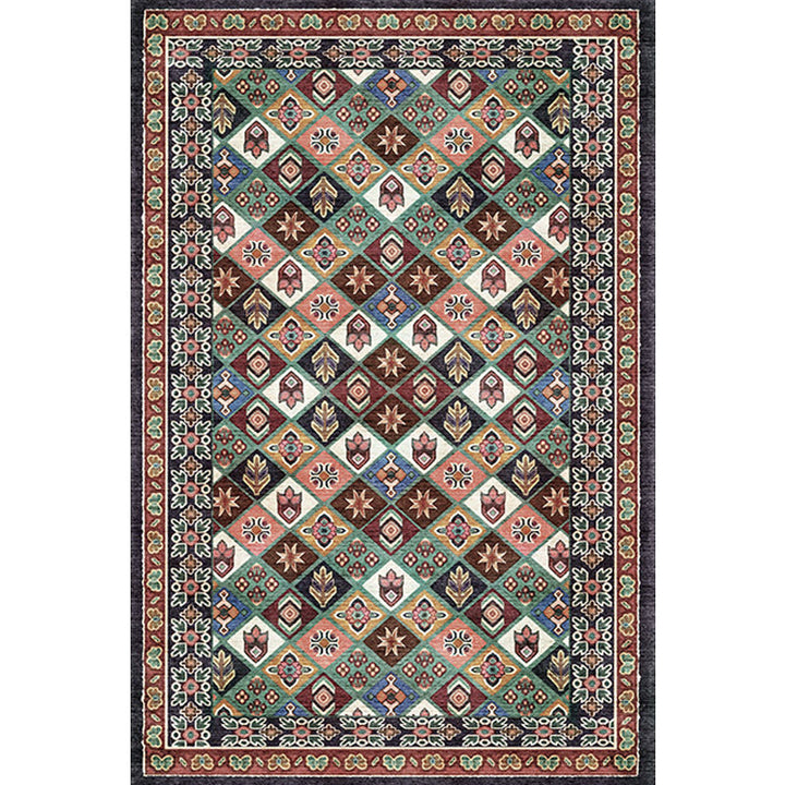 BowLift | Moroccan Living Room Carpet Brown Tribal Geometric Pattern Carpet Polyester Washable Non-Slip Pet-Friendly Area Rug
