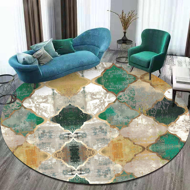 BowLift | Moroccan geometric pattern rug green polypropylene rug non-slip pet-friendly washable rug for living room