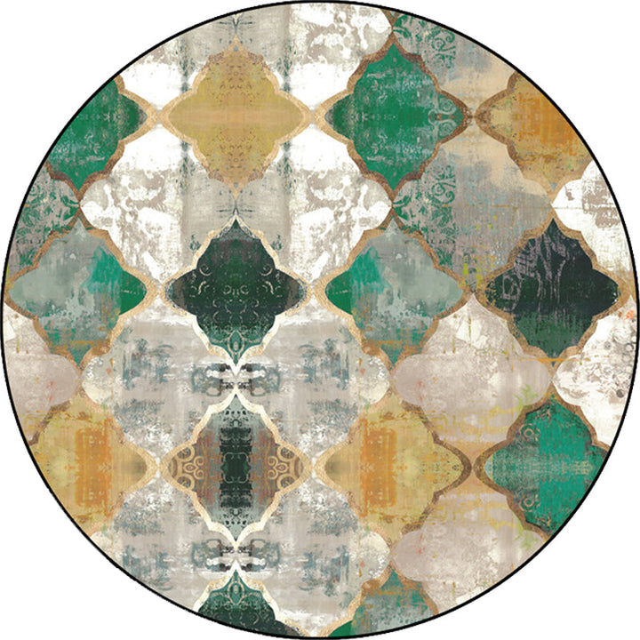 BowLift | Moroccan geometric pattern rug green polypropylene rug non-slip pet-friendly washable rug for living room