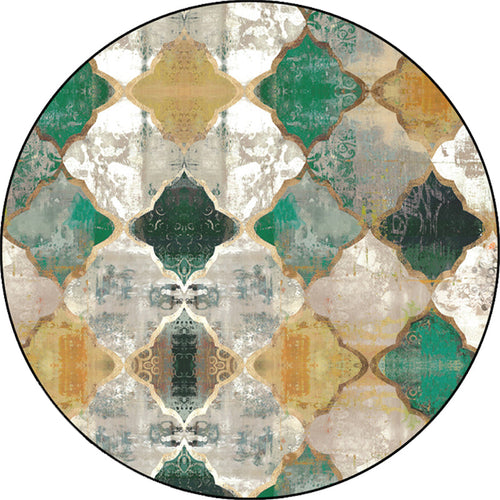 Moroccan geometric pattern rug green polypropylene rug non-slip pet-friendly washable rug for the living room | Bowlift