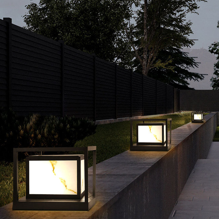 Modern Solar Square Chinese Outdoor Column Head Light LED Lawn Landscape Light | Bowlift