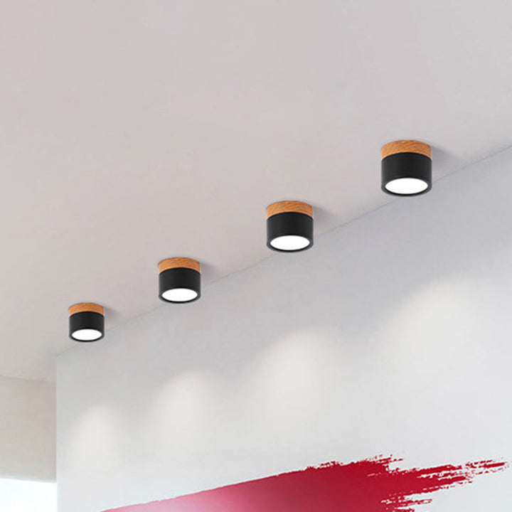 Modern Macaron Ceiling Lamp – Compact Metal/Wood Flush Mount Lighting for Kitchen and Bar in Yellow, Bowliftue and Bowliftack | Bowlift