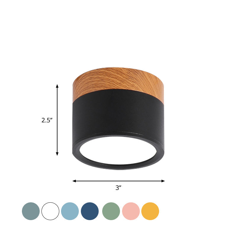 Modern Macaron Ceiling Lamp – Compact Metal/Wood Flush Mount Lighting for Kitchen and Bar in Yellow, Bowliftue and Bowliftack | Bowlift