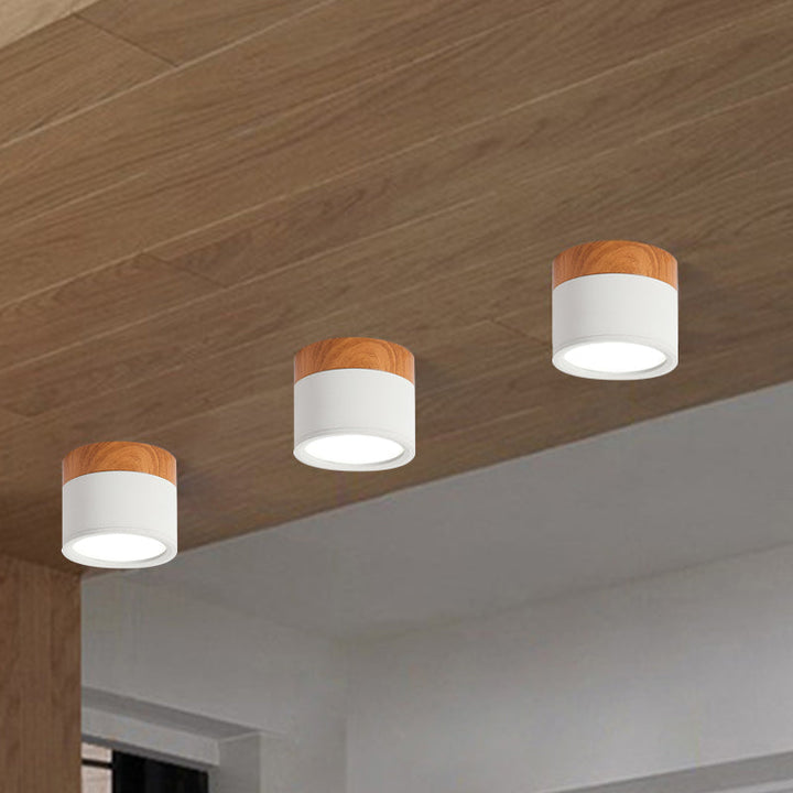 Modern Macaron Ceiling Lamp – Compact Metal/Wood Flush Mount Lighting for Kitchen and Bar in Yellow, Bowliftue and Bowliftack | Bowlift