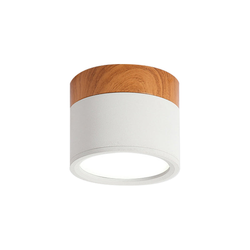 Modern Macaron Ceiling Lamp – Compact Metal/Wood Flush Mount Lighting for Kitchen and Bar in Yellow, Bowliftue and Bowliftack | Bowlift