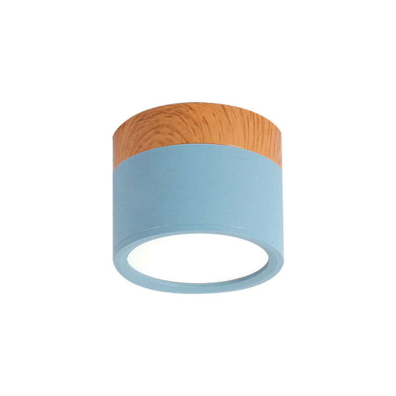 Modern Macaron Ceiling Lamp – Compact Metal/Wood Flush Mount Lighting for Kitchen and Bar in Yellow, Bowliftue and Bowliftack | Bowlift