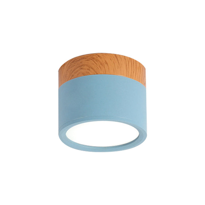 Modern Macaron Ceiling Lamp – Compact Metal/Wood Flush Mount Lighting for Kitchen and Bar in Yellow, Bowliftue and Bowliftack | Bowlift