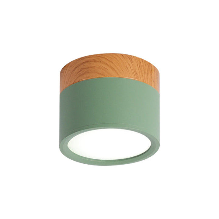 Modern Macaron Ceiling Lamp – Compact Metal/Wood Flush Mount Lighting for Kitchen and Bar in Yellow, Bowliftue and Bowliftack | Bowlift
