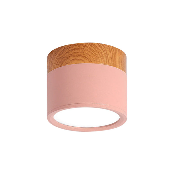 Modern Macaron Ceiling Lamp – Compact Metal/Wood Flush Mount Lighting for Kitchen and Bar in Yellow, Bowliftue and Bowliftack | Bowlift