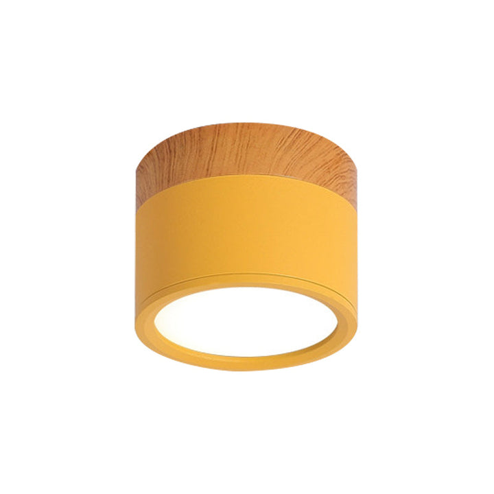 Modern Macaron Ceiling Lamp – Compact Metal/Wood Flush Mount Lighting for Kitchen and Bar in Yellow, Bowliftue and Bowliftack | Bowlift