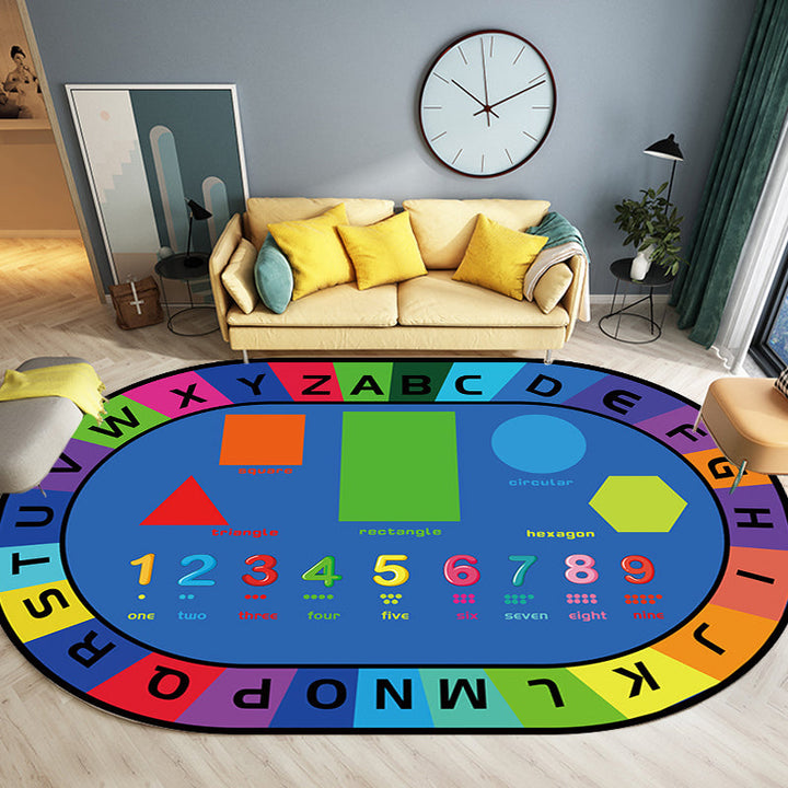 BowLift | Multicolor Kids Room Carpet Cartoon Alphabet Letters and Numbers Carpet Polyester Pet-Friendly Carpet