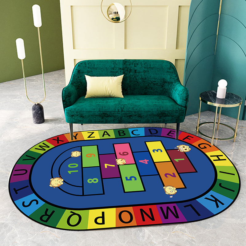 BowLift | Multicolor Kids Room Carpet Cartoon Alphabet Letters and Numbers Carpet Polyester Pet-Friendly Carpet
