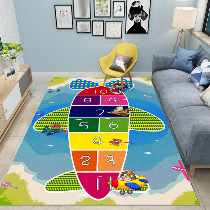 BowLift | Multicolor Kids Room Carpet Cartoon Alphabet Letters and Numbers Carpet Polyester Pet-Friendly Carpet